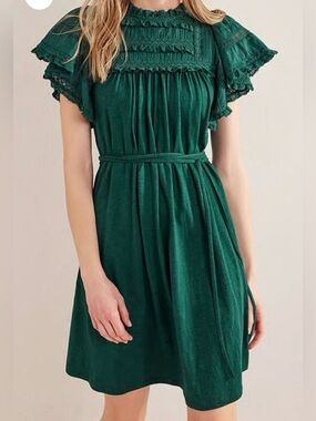 Boden Trim detail jersey mini dress emerald night Size 4